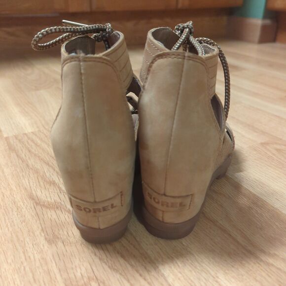 Sorel Joanie II Sandals Womens 6 Tan Wedge Lace Up Wedge Outdoors - Picture 3 of 8